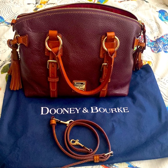 Dooney & Bourke Handbags - Burgundy with a scotch brown leather satchel